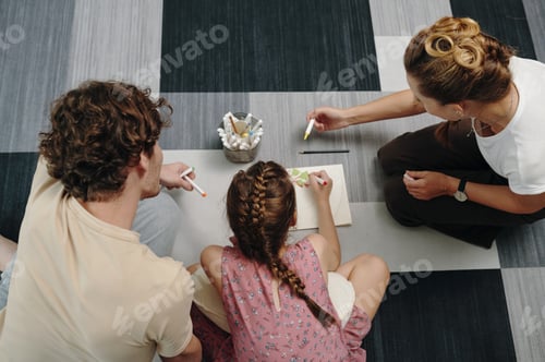 Preview: Family Drawing Picture With Child At Home