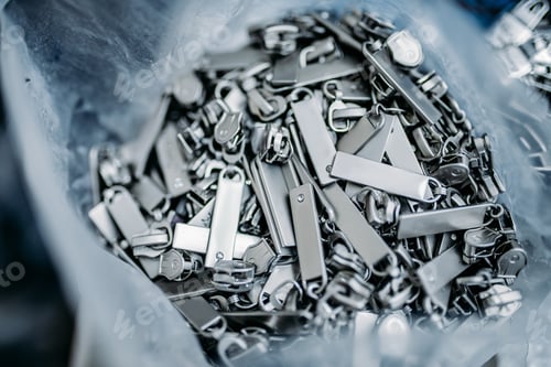 Preview: Zipper sliders for clothes closeup, nobody