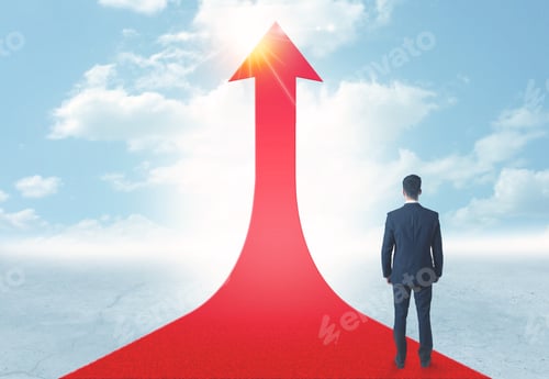 Preview: Concept Of The Road To Success With A Businessman Standing On A Red Arrow