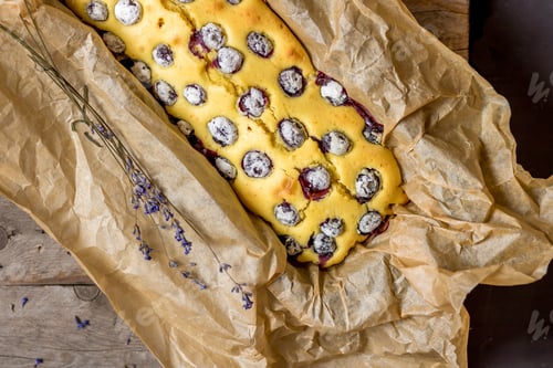 Preview: Fresh Blueberry Cake on a Wooden Table