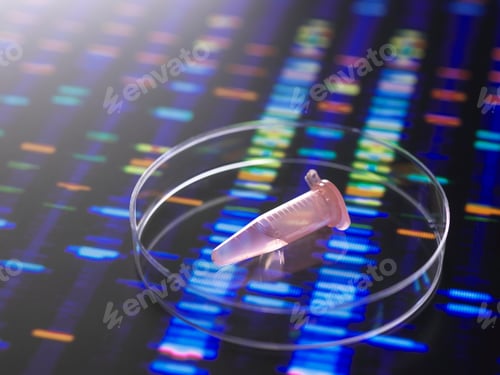 Preview: Scientific discovery in progress with a DNA gel in the background.