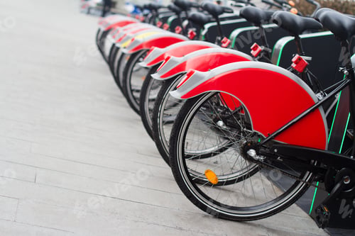 Preview: city bike stand with red bicycles