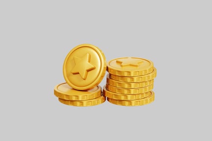 Preview: Gold coin stack with star topper