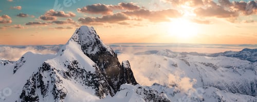 Preview: Aerial Panoramic View of Canadian Mountain Landscape.