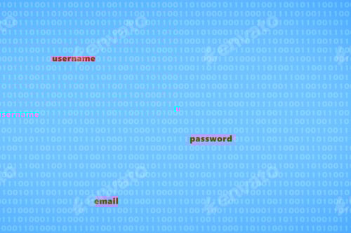 Preview: hacked username password and email data security breach as cybercrime concept