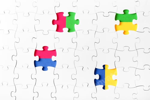 Preview: Assembled puzzles with color inserts inside top view