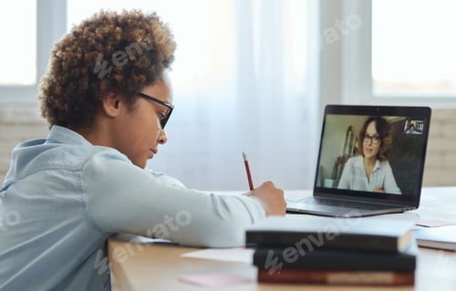 Preview: Teen in Online Tutoring Session at Home