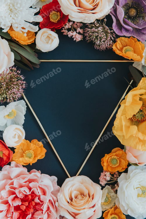 Preview: Golden frame with flower decoration