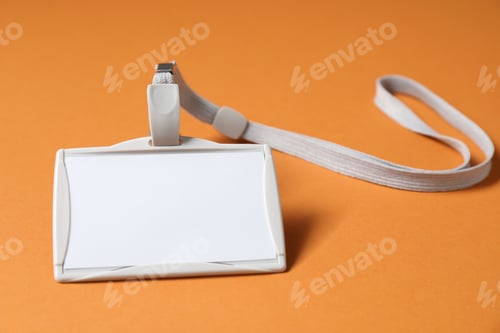 Preview: Blank badge with string on orange background