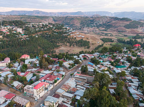 Preview: Aerial view of Gondar town city, Ethiopia