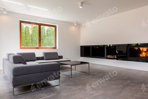 Preview: Classy living room with modern fireplace