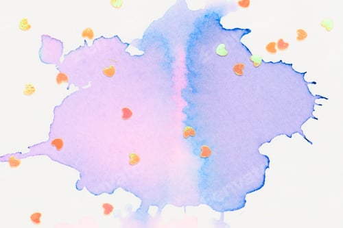 Preview: Pastel Watercolor Spot with Heart Shaped Confetti