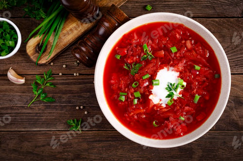 Preview: Traditional ukrainian borscht, vegetable soup with beet