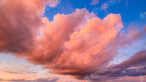 Preview: Sky with clouds during sunset. Clouds and blue sky. A high resolution photograph.