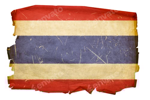 Preview: Thailand Flag old, isolated on white background