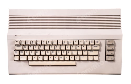 Preview: vintage cream colored home computer keyboard isolated on white