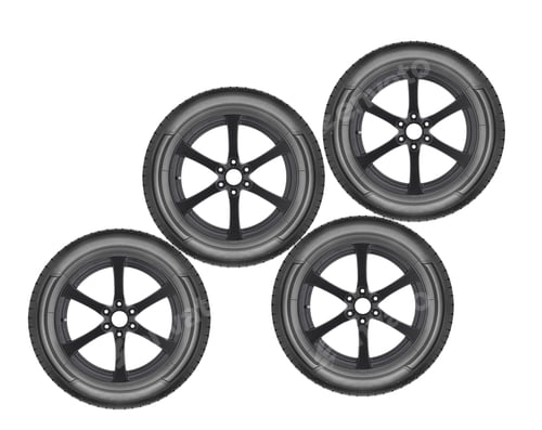 Preview: Car wheels on white background isolated in the closeup