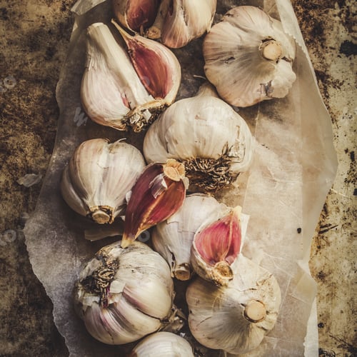 Preview: Garlic Cloves, Garlic On A Background Of Old Metal