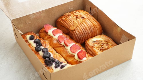 Preview: Assorted freshly baked pastries, top view