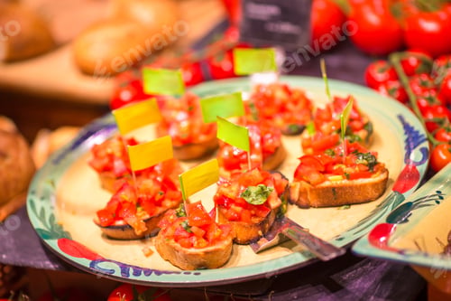 Preview: Tasty italian bruschetta on the wooden plate