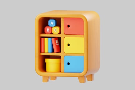 Preview: Wooden toy cabinet with colorful drawers