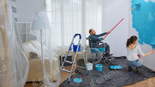 Preview: Handicapped man docorating