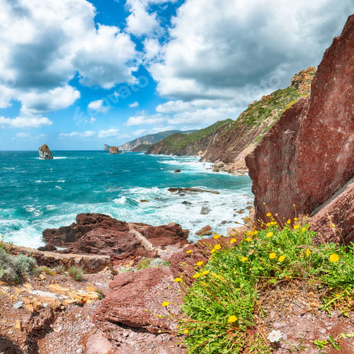 Preview: Unbelivable spring view of Nebida and Masua coast and Pan Di Zucchero on background.