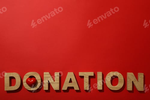 Preview: The word donation on a red background.