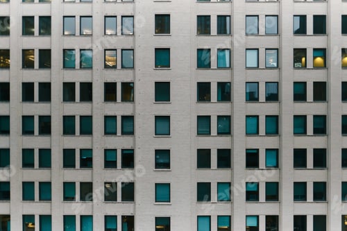 Preview: Brick made business building with windows in the city