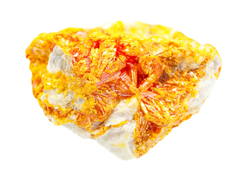 Preview: druse of Orpiment crystals on rock isolated