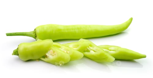 Preview: Green hot chili pepper on white