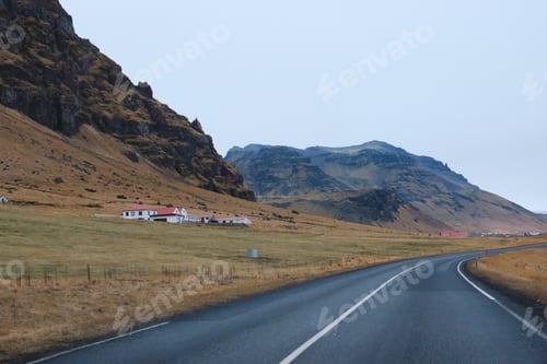 Preview: The road along the mountains with a turn