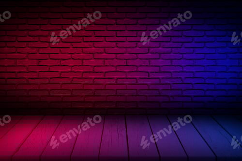 Preview: Brick Wall and Wood Floor with Colorful Lighting