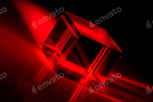 Preview: Crystal cube illuminated in red color