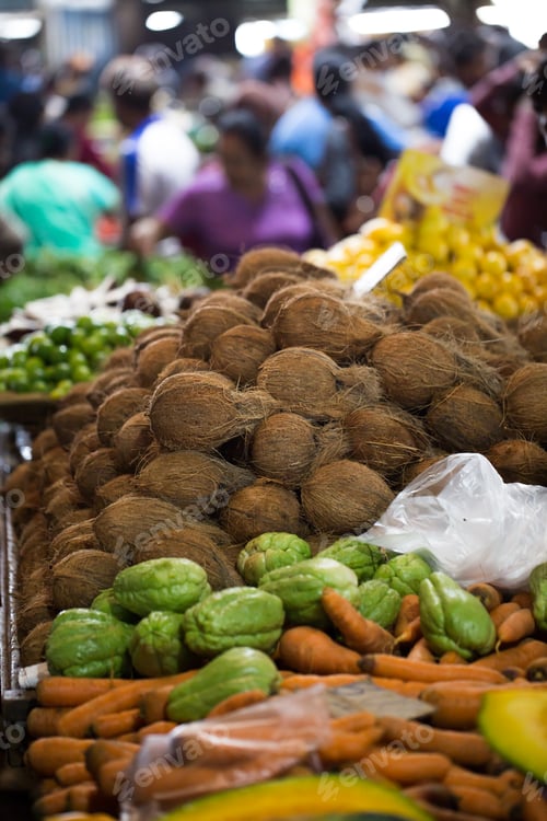 Preview: Selection of vegetables from the farmer's market in Mauritius. The Indian national market.