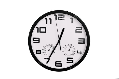 Preview: Clock with arabic numerals on wall shows 12:35 , 00:35