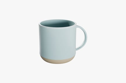 Preview: Light Blue Ceramic Mug with Natural Base
