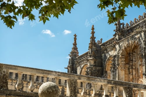 Preview: Convent of Christ or Convento de Cristo, ornately sculpted, Manueline style, hilltop Roman Catholic
