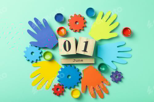 Preview: Concept of World Children's Day on mint background