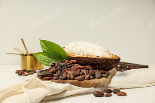 Preview: Concept of fresh and aromatic food - cacao beans