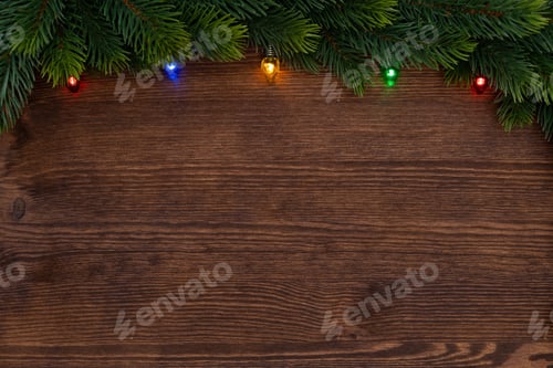 Preview: Festive Holiday Background with Christmas Lights and Tree
