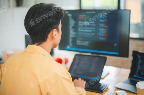 Preview: Young programmer working on coding, software development and web design