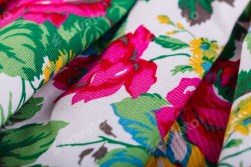 Preview: Texture Of A Fabric In A Flower. Close Up Of Retro Tapestry Fabric Pattern With Classical Image Of