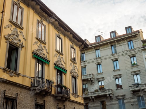 Preview: Old residential building along Via Gherardini in Milan, Italy