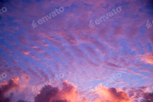 Preview: Beautiful sunset with yellow and violet sky at Bali, Indonesia.