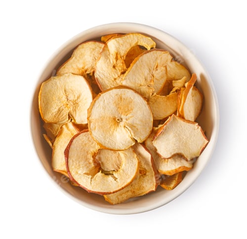 Preview: Crispy Apple Chips in a White Bowl