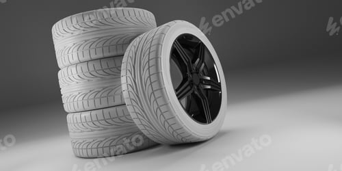 Preview: Car Tires Displayed in a Studio Setting