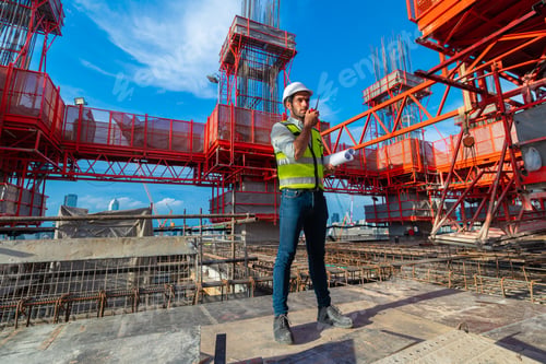 Preview: Portrait of an engineer designing a concrete floor and column structure for a shopping center.