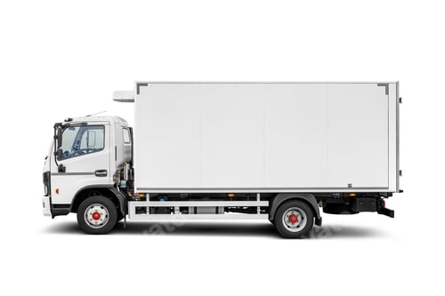 Preview: White small clean delivery truck ready for your design isolated on white.