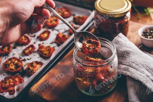 Preview: Preserving of Sun Dried Tomatoes with Thyme in a Jar